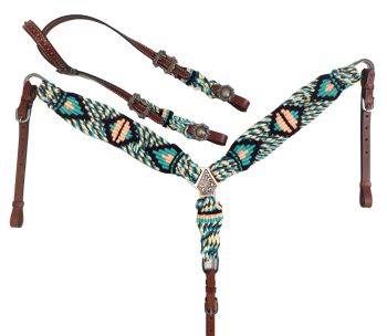Showman Glade Corded One Ear Headstall and Breastcollar Set #2